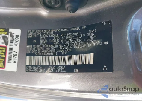 2011 Toyota Sienna Le V6 из США, поврежденный, VIN 5TDKK3DC6BS034145